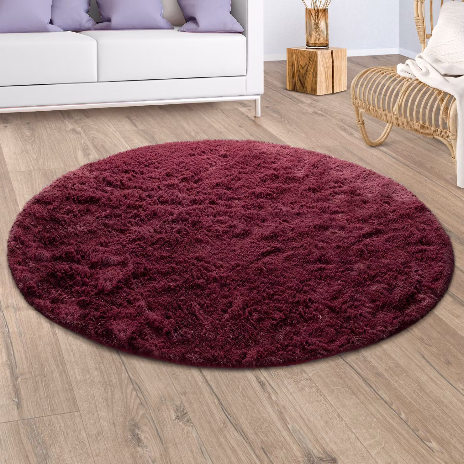 Tappeto rotondo a pelo alto Silvana viola Diametro: 160 cm – 2