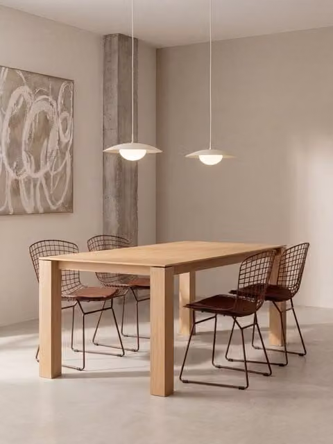 Tavolo da pranzo rettangolare allungabile Lennan in impiallacciato di rovere e legno massello marrone Kenay Home L: 180 cm, H: 78 cm