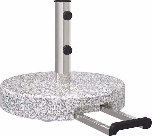 Base per ombrellone moderna in granito grigio con ruote L/P/H: 45 x 45 x 37,5 cm