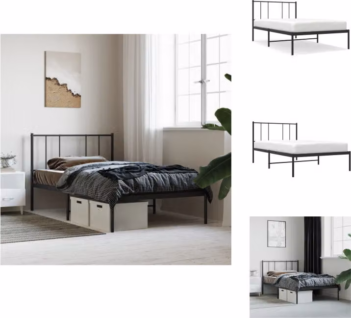 vidaXL Struttura letto con testiera in metallo nero 90x200 cm - Letti e strutture letto