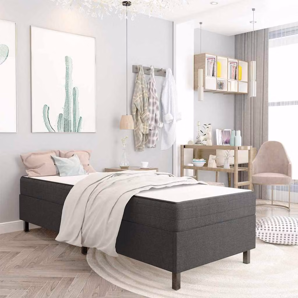 Letto a molle vidaXL in tessuto grigio con struttura imbottita L: 100 cm, P: 200 cm – 1