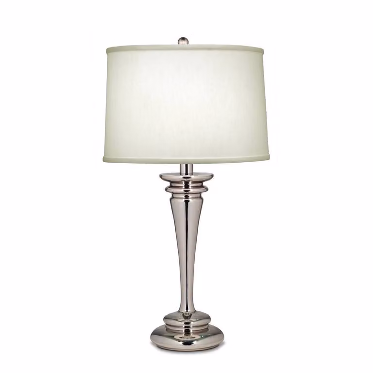 Lampada da tavolo Brooklyn in nichel lucido e bianco, 1xE27x60W, metallo, dimensioni: 73,7x38,1x38,1 cm, IP20, Stiffel