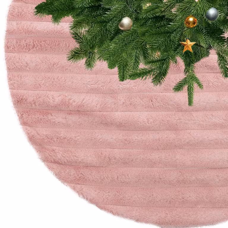 Copertura per albero di Natale, rotonda, in ecopelliccia rosa, diametro 78 cm