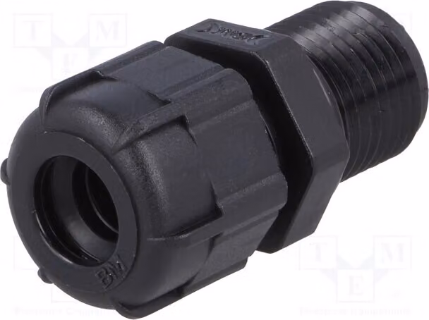 5 raccordi per cavi con filettatura allungata, grado di protezione IP68, colore nero, modello BM4009LN, passo PG9