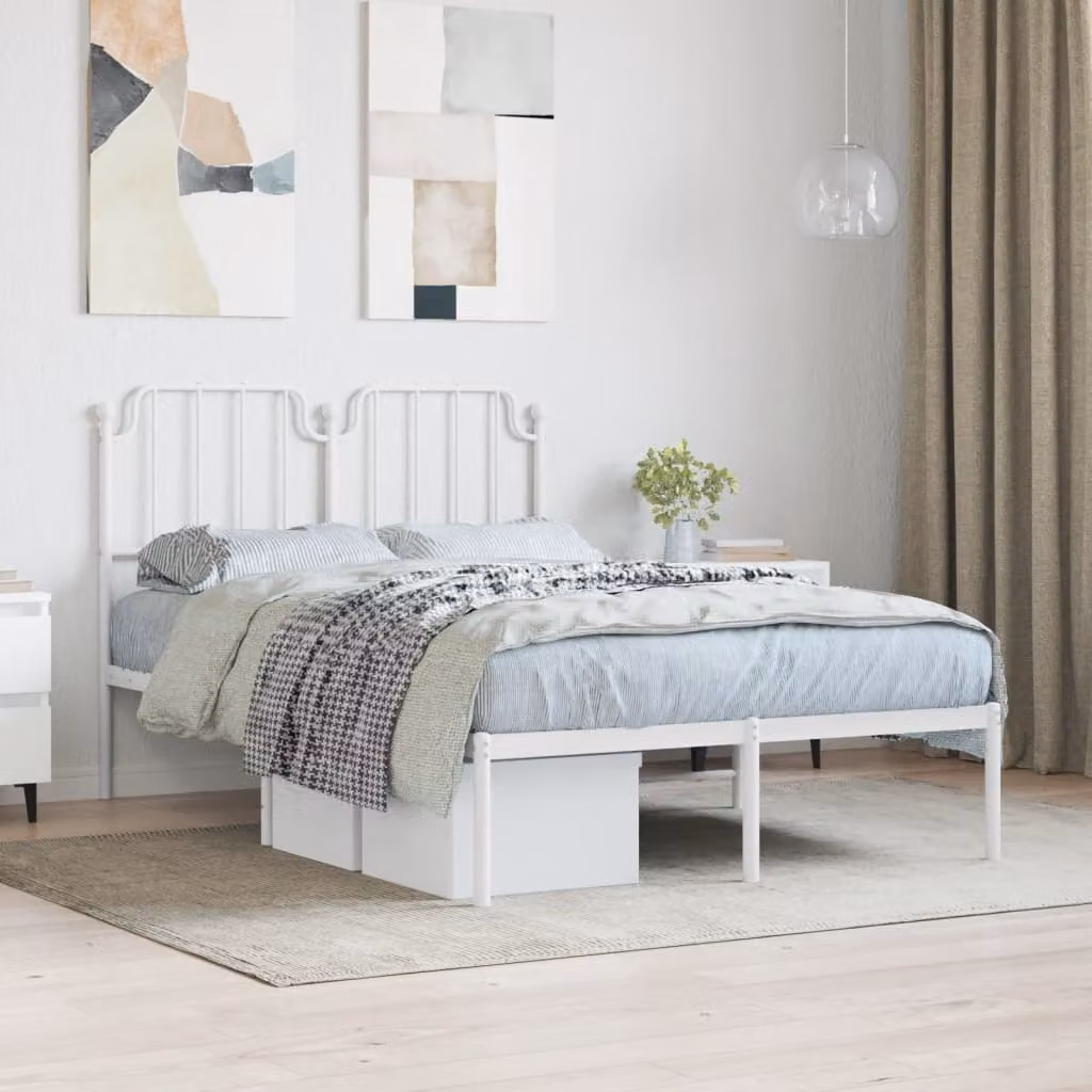 vidaXL Giroletto con Testiera in Metallo Bianco L/P/H: 120 x 200 cm