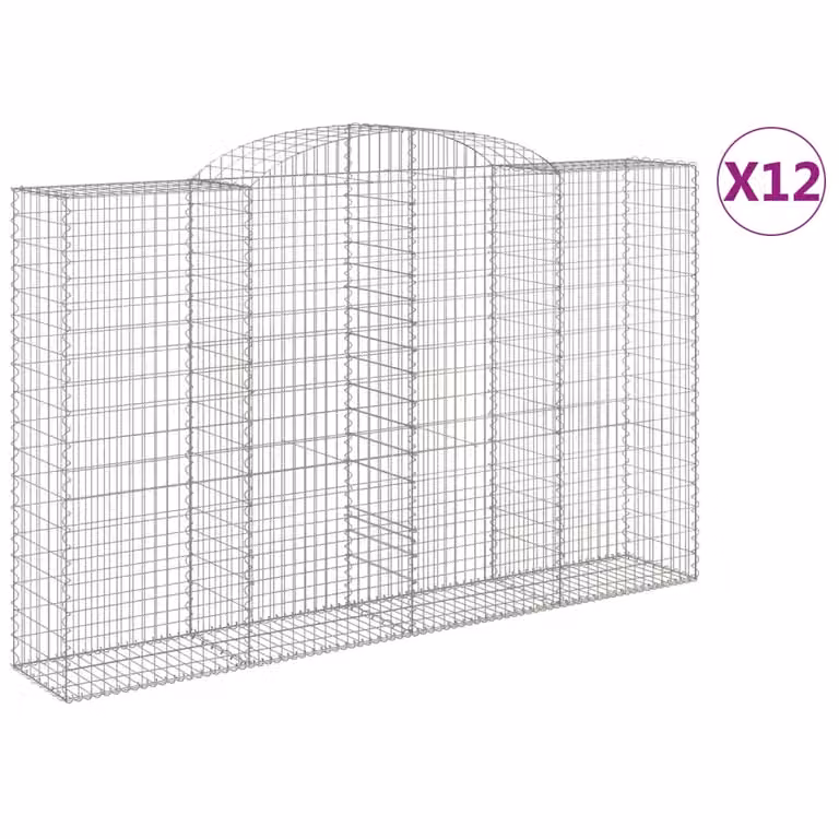Cesti Gabbioni ad Arco 12 pz 300x50x180/200 cm Ferro Zincato