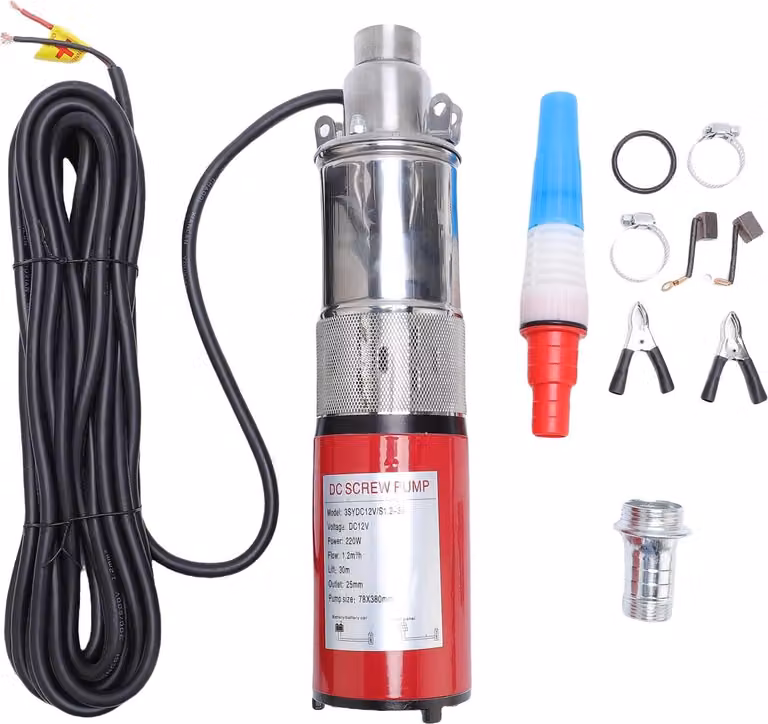 Pompa sommersa per pozzi profondi da 220 W, acqua avvitata in acciaio inossidabile per irrigazione, 1,2 m³/h, portata elevata, 30 m di prevalenza, cavo di alimentazione da 10 m