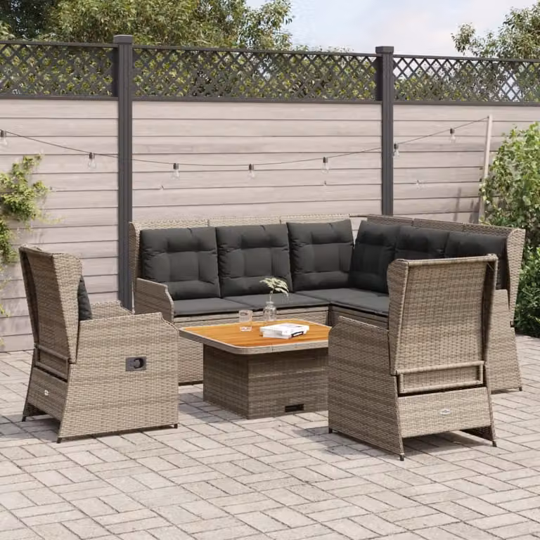Maison Exclusive - Set da giardino 5 pezzi con cuscini grigio in polyrattan