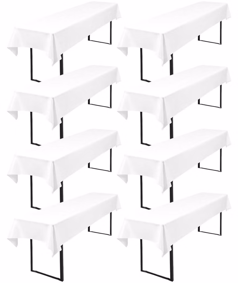 Tovaglie per birreria, set da 8 pezzi, 100 x 250 cm, colore bianco, impermeabili, in poliestere