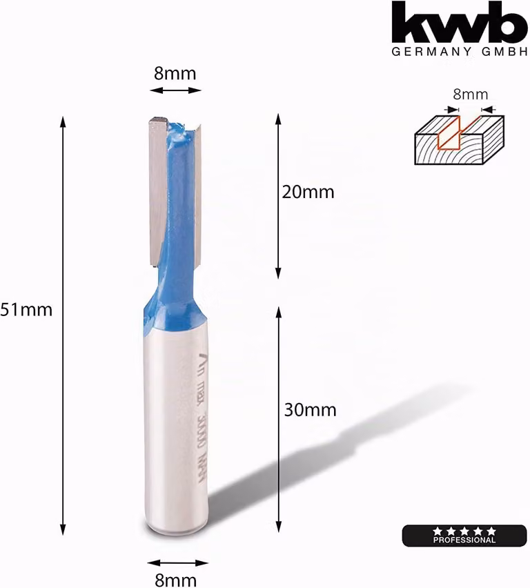 KWB Hm fresa a dito 8 mm Cass,