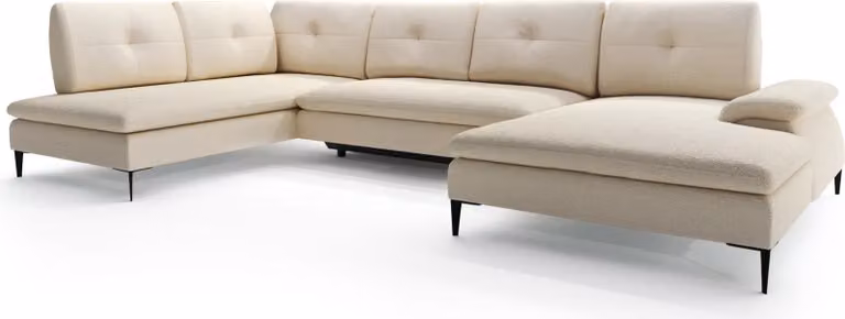 FURNLUX Divano angolare Zonda Beige e Nero 350cm / Colore principale: Beige / Dimensioni: 350 x 87 x 205 cm