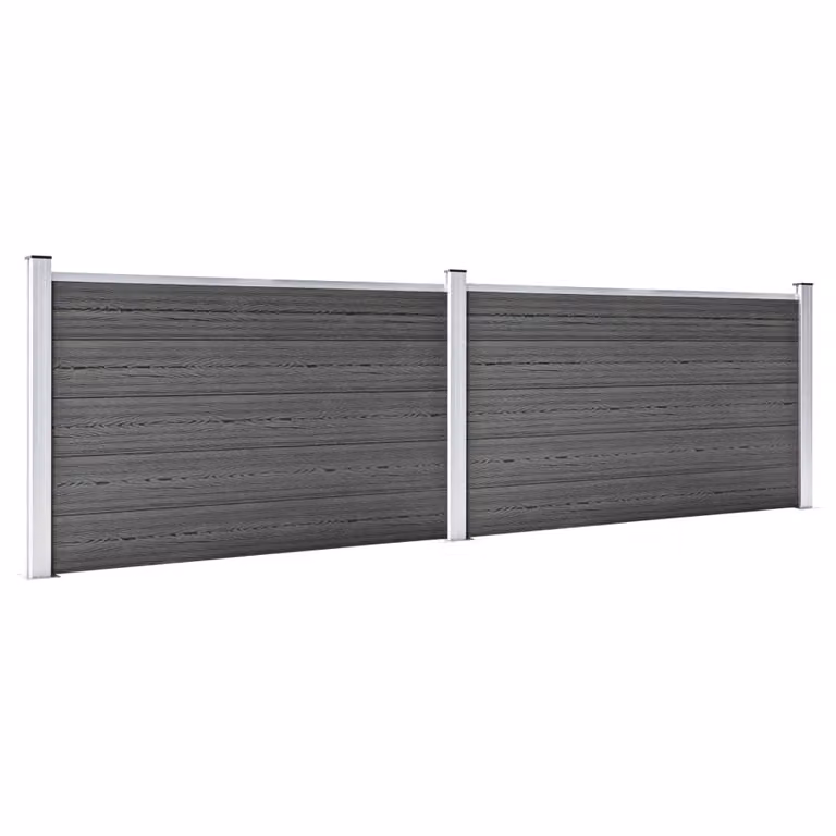 Set Pannelli di Recinzione in WPC 353x105 cm Nero