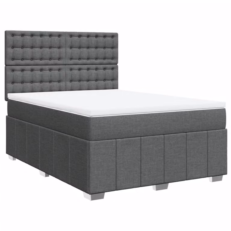 Giroletto a Molle con Materasso Grigio Scuro 140x190 cm Tessuto