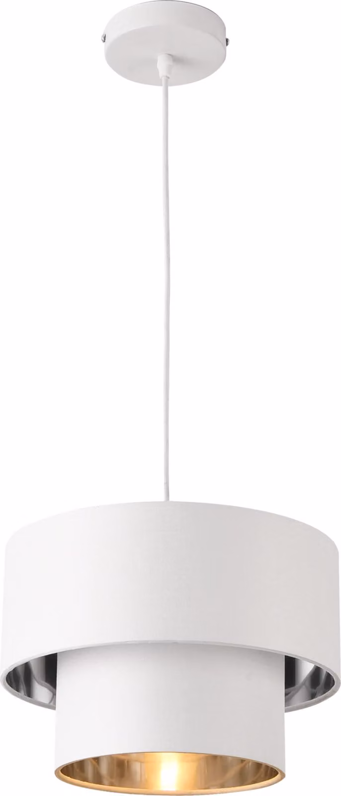 Lampada a sospensione Lopar E27 plafoniera Lampada a sospensione 30 cm metallo tessuto bianco-argento