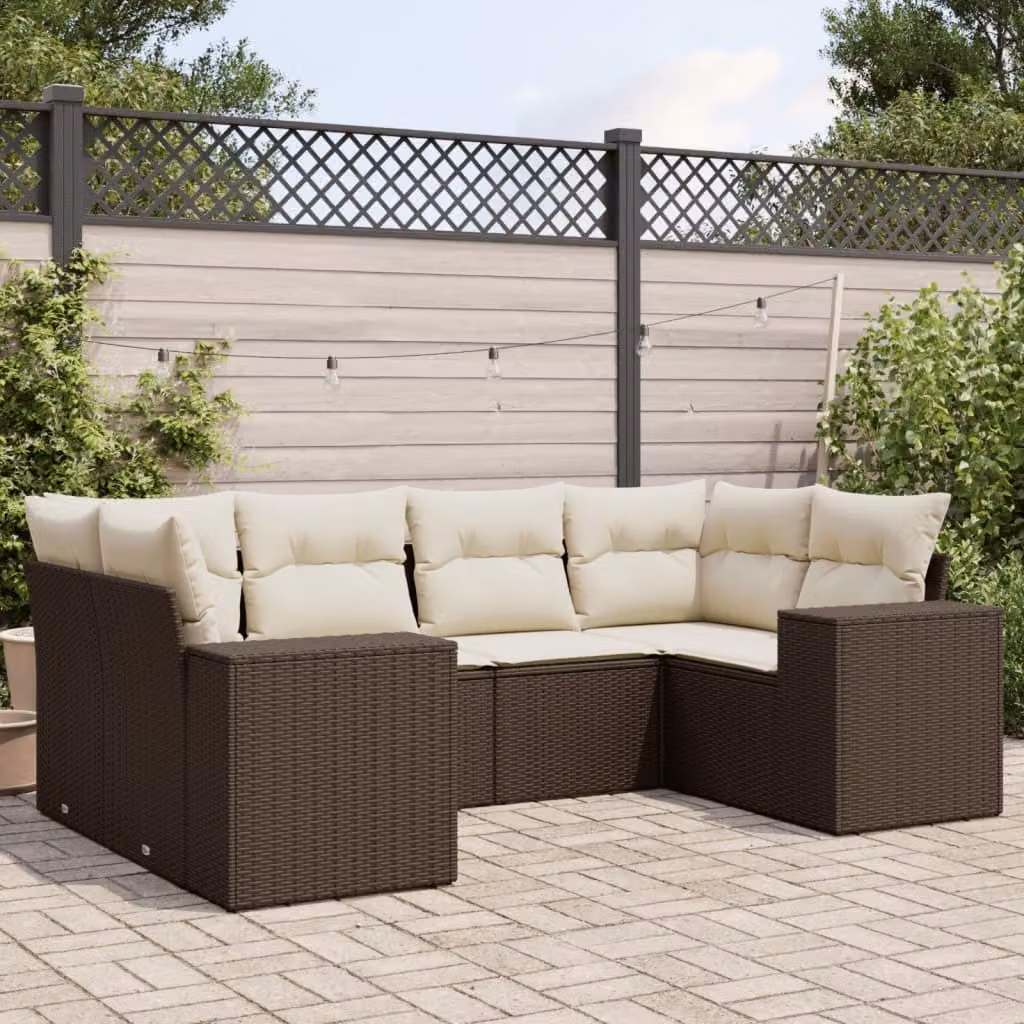 Maison Exclusive - Set Divano da Giardino 6 pz con Cuscini Marrone in Polyrattan