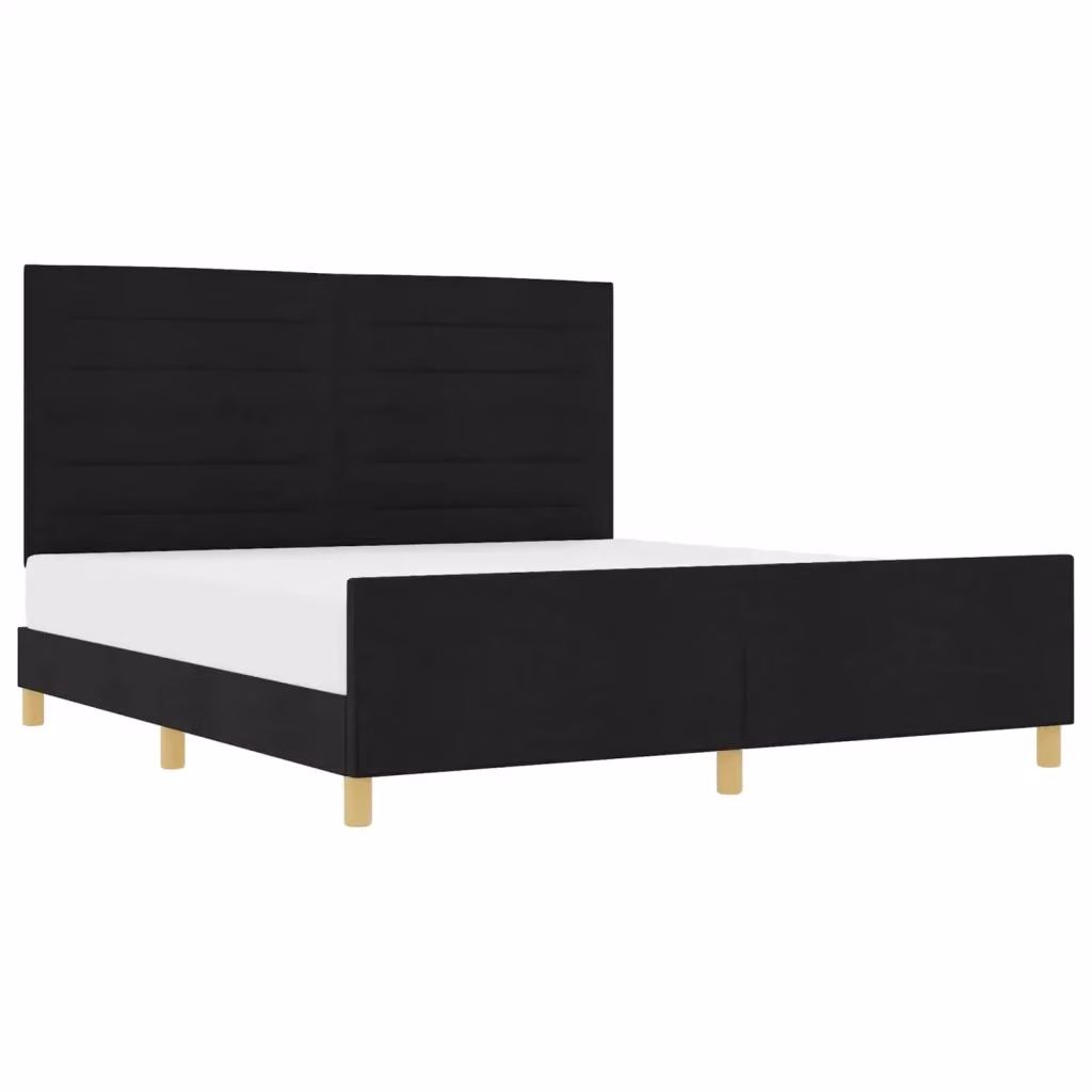 Struttura letto con testiera vidaXL in tessuto nero e legno di pino L/P/H: 200 x 180 x 128 cm – 2