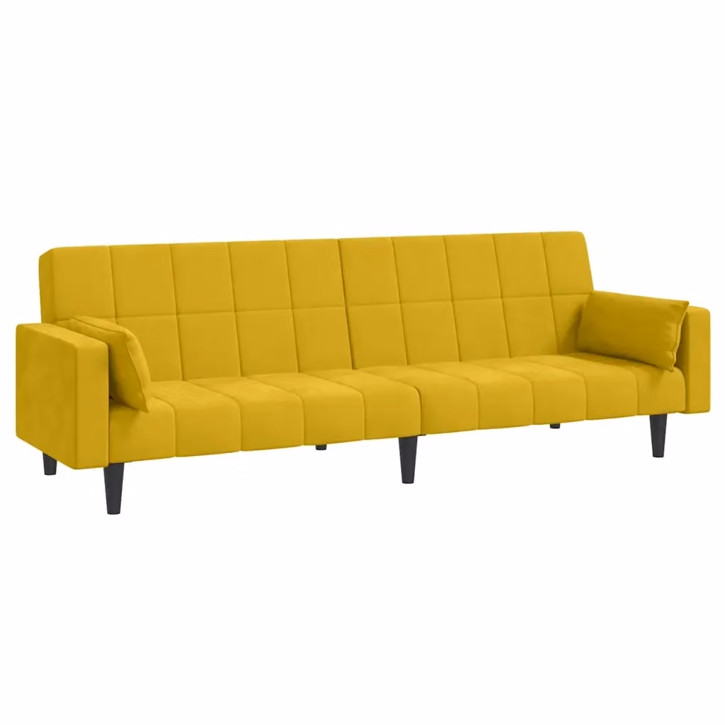 Divano Letto Click-Clack vidaXL in Velluto Giallo con Cuscini e Poggiatesta Regolabile – 2