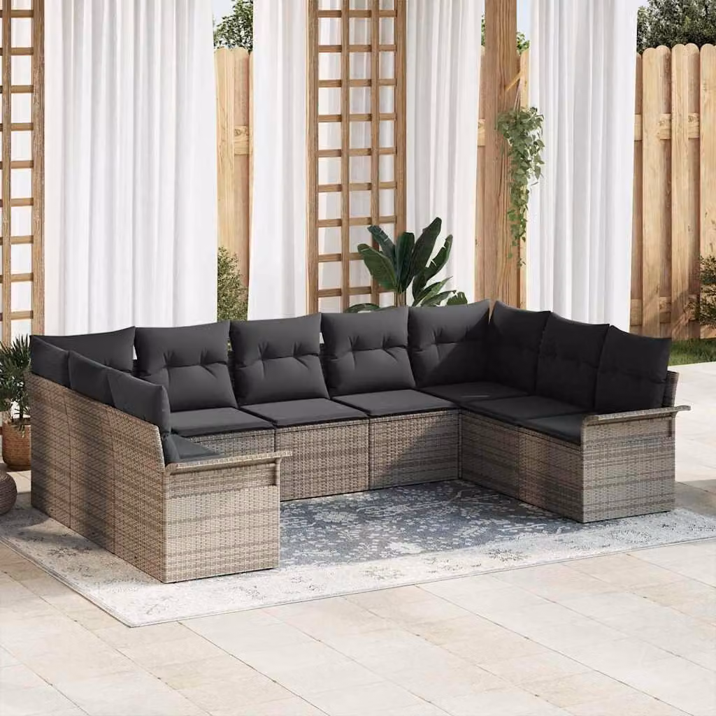Maison Exclusive - Set Divano da Giardino con cuscino Grigio polyrattan