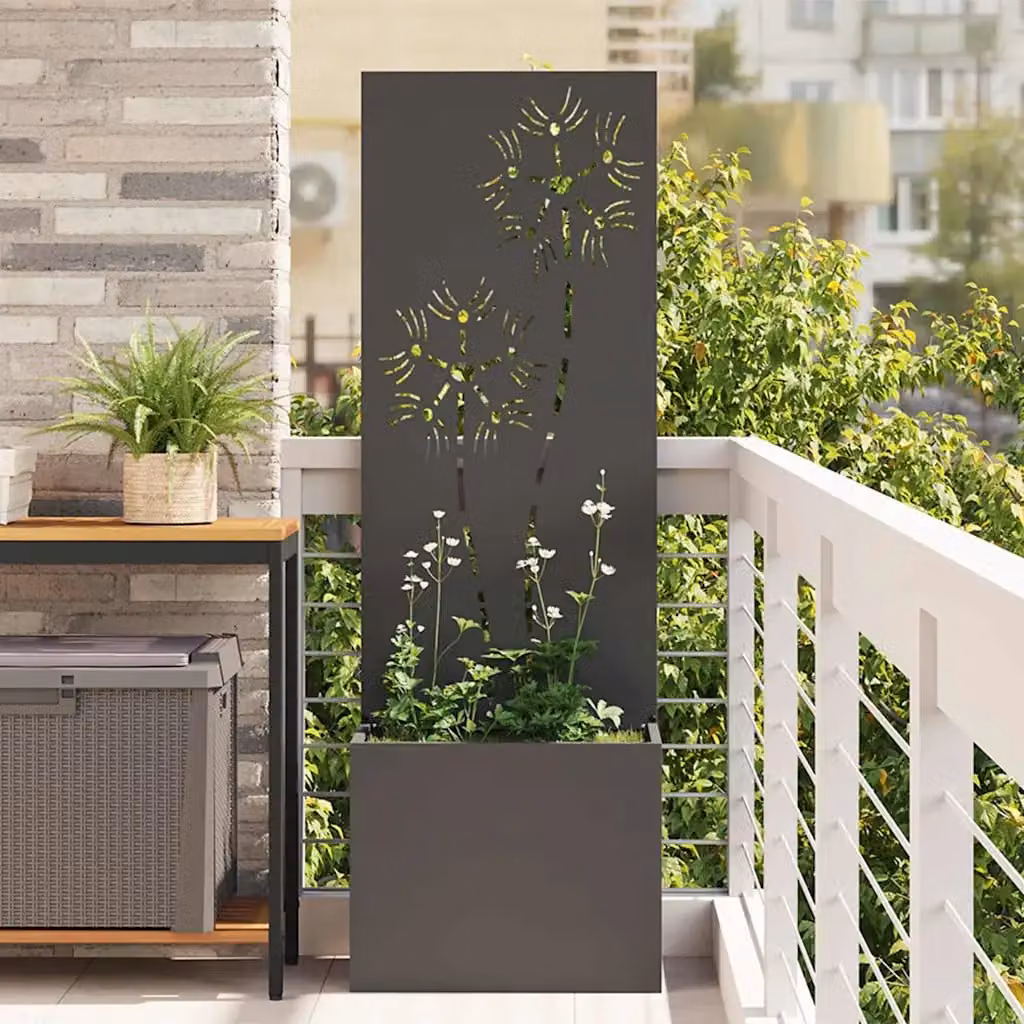 vidaXL Schermo per privacy in giardino Floreale Nero 50 x 32 x 150 cm
