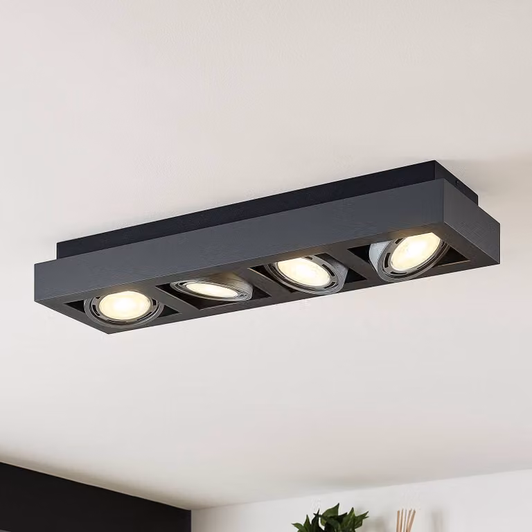 Plafoniera soffitto Ronka Arcchio, dimmerabile, Nero, Soggiorno / Sala da pranzo, Alluminio, Moderno, Plafoniera