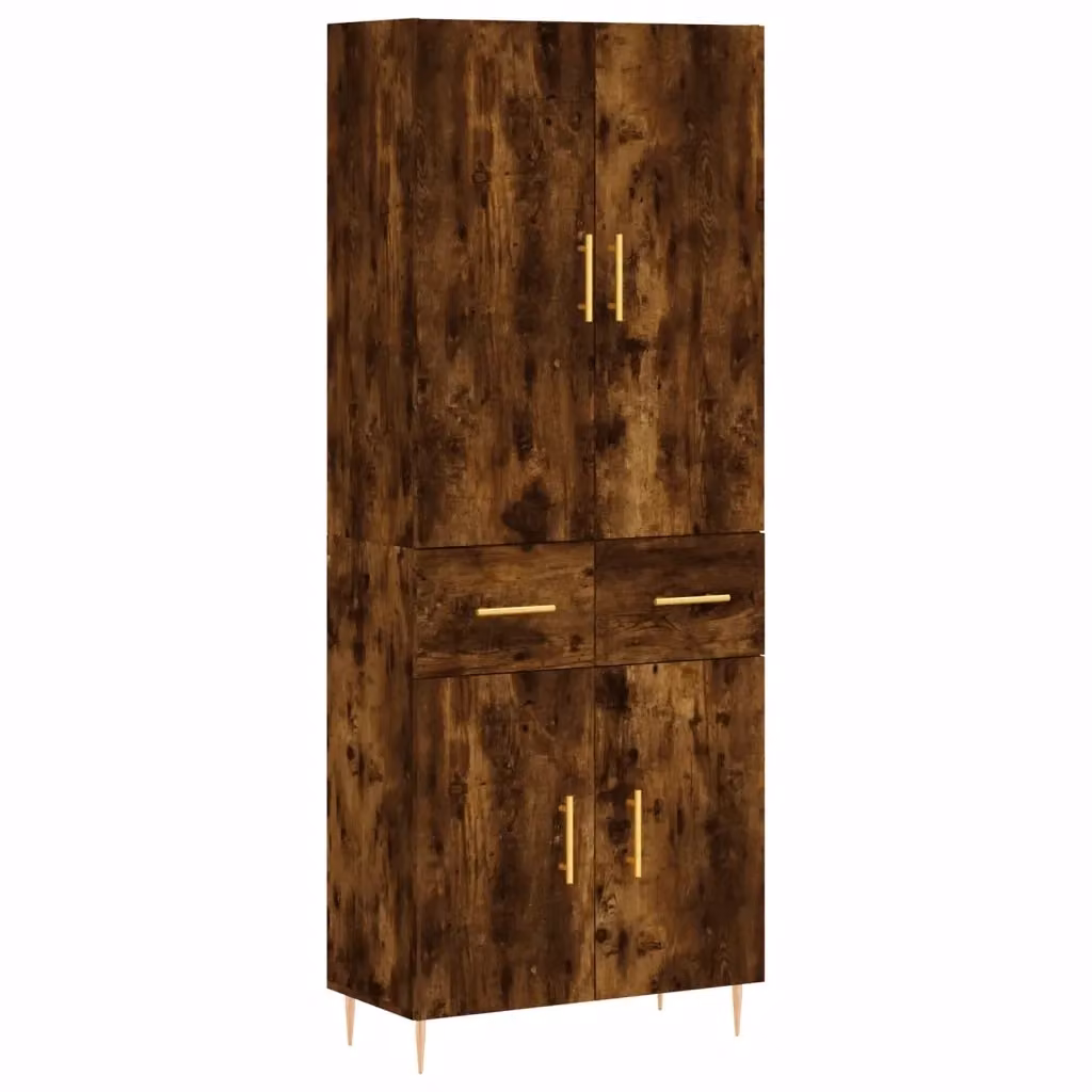 Credenza moderna vidaXL in legno e metallo color rovere fumo, L: 69,5 cm, P: 34 cm, H: 180 cm – 2