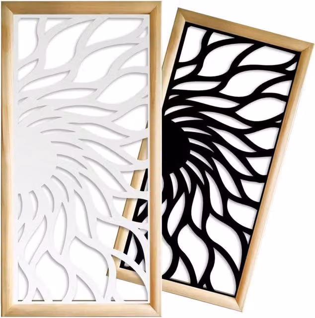 Moduli Decorativi Signorbit in Legno e PVC, Design Moderno Astratto, L: 73 cm, H: 148 cm, Colore Nero e Bianco