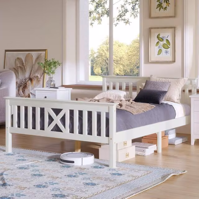 letto in legno massello bianco 140 x 200 cm