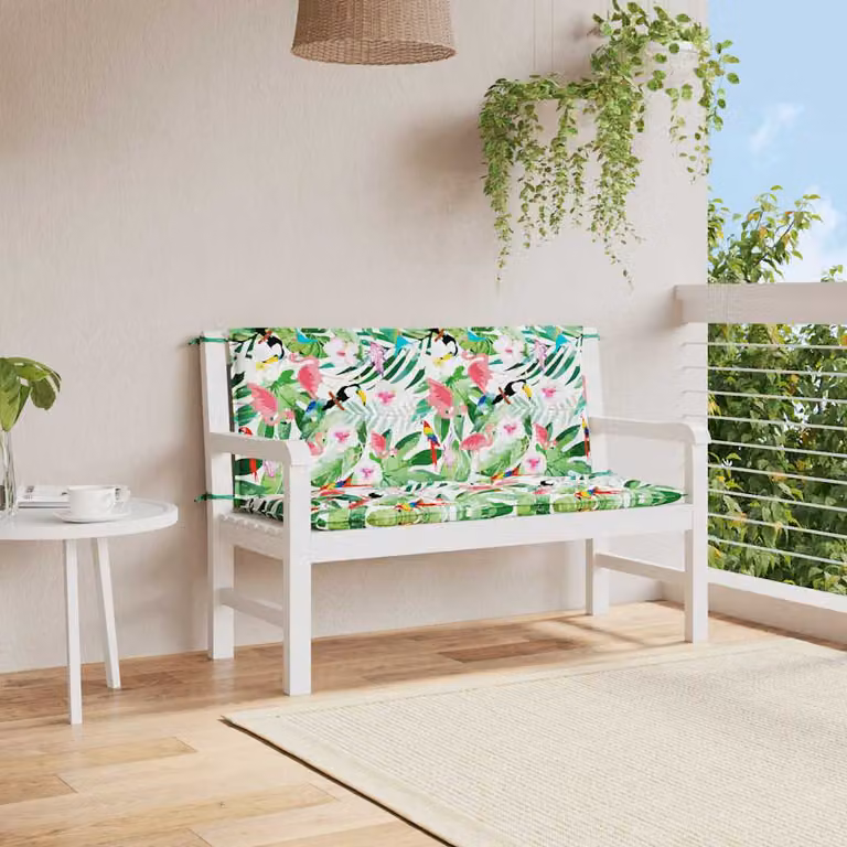 Set di 2 cuscini per panca da giardino vidaXL multicolore in tessuto impermeabile e resistente ai raggi UV L 120 cm x P 50 cm x H 7 cm