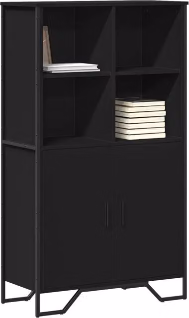 Credenza nera vidaXL in MDF per sala da pranzo, L: 79,5 cm, P: 35,5 cm, H: 137,5 cm