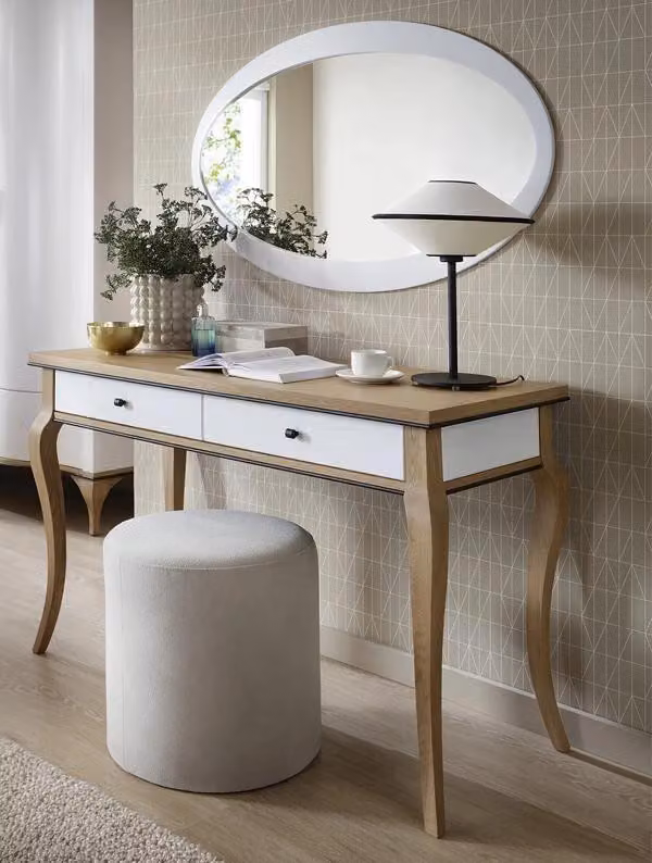 Schlafzimmer Set 2tlg Schminktisch mit Spiegel Luxuriöses Holzmöbel Frisiertisch