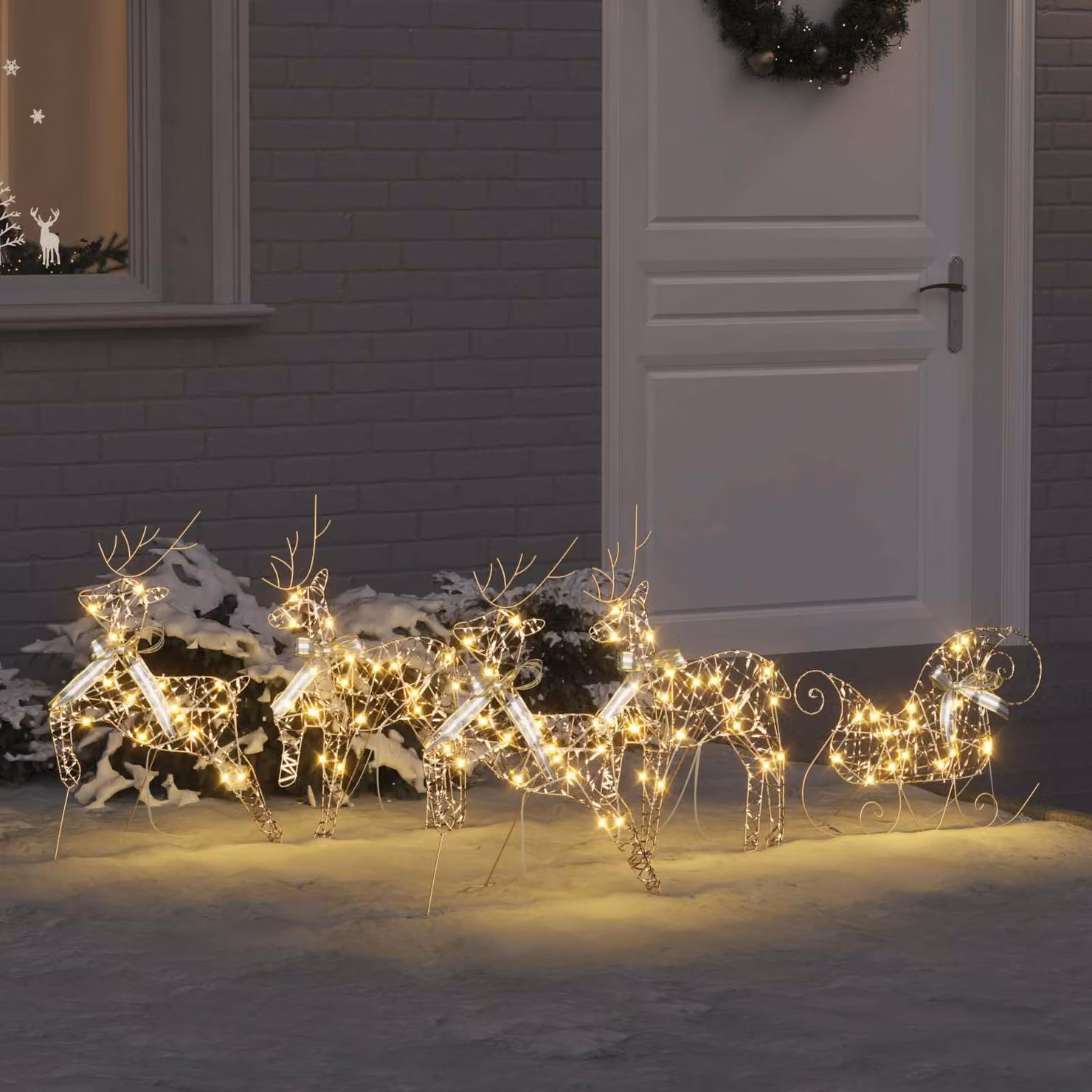 Set di 5 Renne vidaXL con 40 LED color Oro, L/P/H: 44 x 18 x 65,5 cm