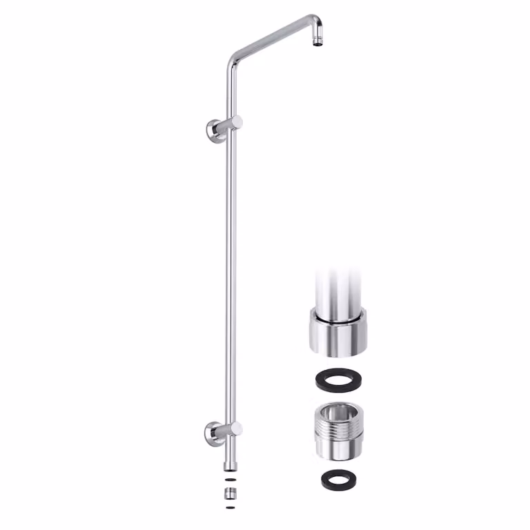 JOHO Asta doccia acciaio inox adattatore filettato da 1/2" IG a 3/4"AG,fissaggio parete variabile, per doccia pioggia,con lunghezza fissa 92cm,cromata