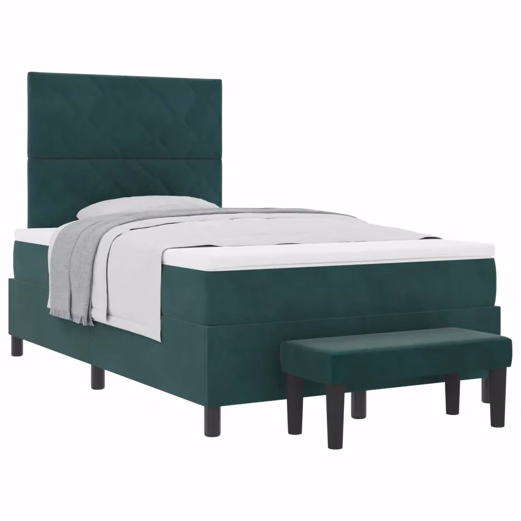 Letto a molle con testiera vidaXL in velluto verde, L 120 cm x P 200 cm – 2