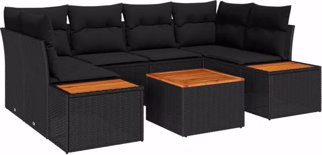 Set Divano da Giardino 6 pz Nero Poly Rattan 3348034