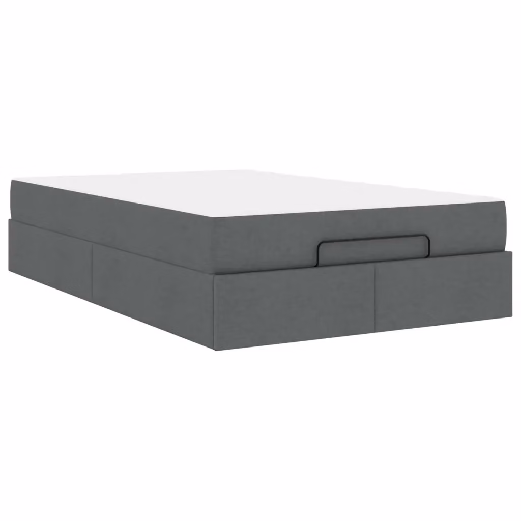 vidaXL Struttura letto con 2 materassi in tessuto e legno, Grigio, L: 120 cm, P: 200 cm, H: 43,5 cm – 2