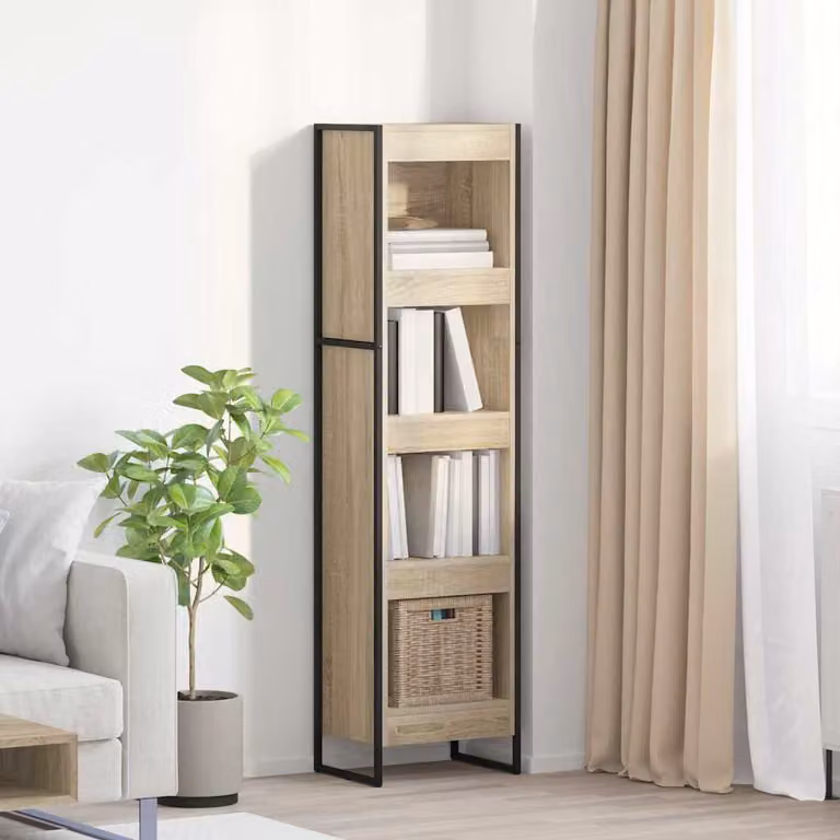 vidaXL Armadio per Libri in Stile Industrial con Legno e Metallo, Colore Marrone e Beige, L 40 cm x P 30 cm x H 155 cm