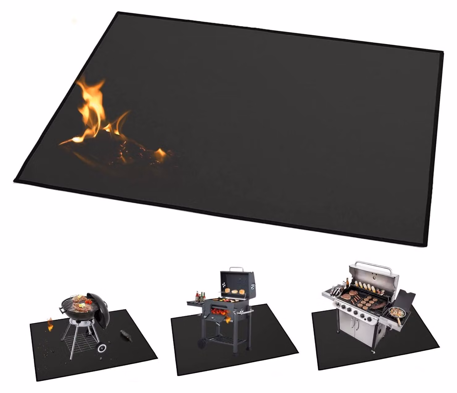 Elzusha - Tappetino impermeabile per barbecue, riutilizzabile e resistente al fuoco, ideale per l'uso all'aperto