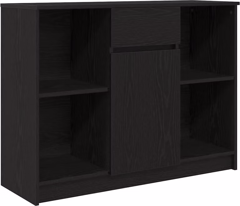 Credenza con Cassetto Rovere Nero 101x35x76cm Legno Multistrato