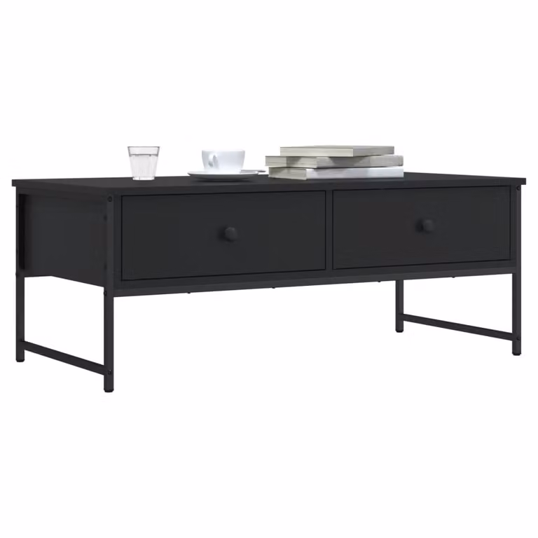 vidaXL Tavolino da Salotto Nero in Legno e Metallo L: 101 cm, P: 49 cm, H: 39,5 cm