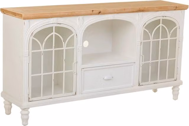Credenza in legno bianco con 2 ante e 1 cassetto 150x36x80h cm
