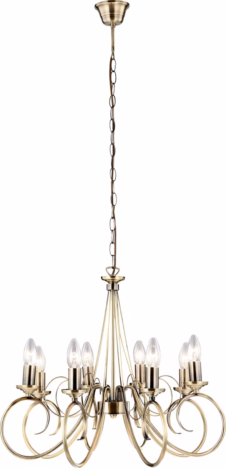 Globo Lighting lampada a sospensione in metallo ottone antico, 8x E14