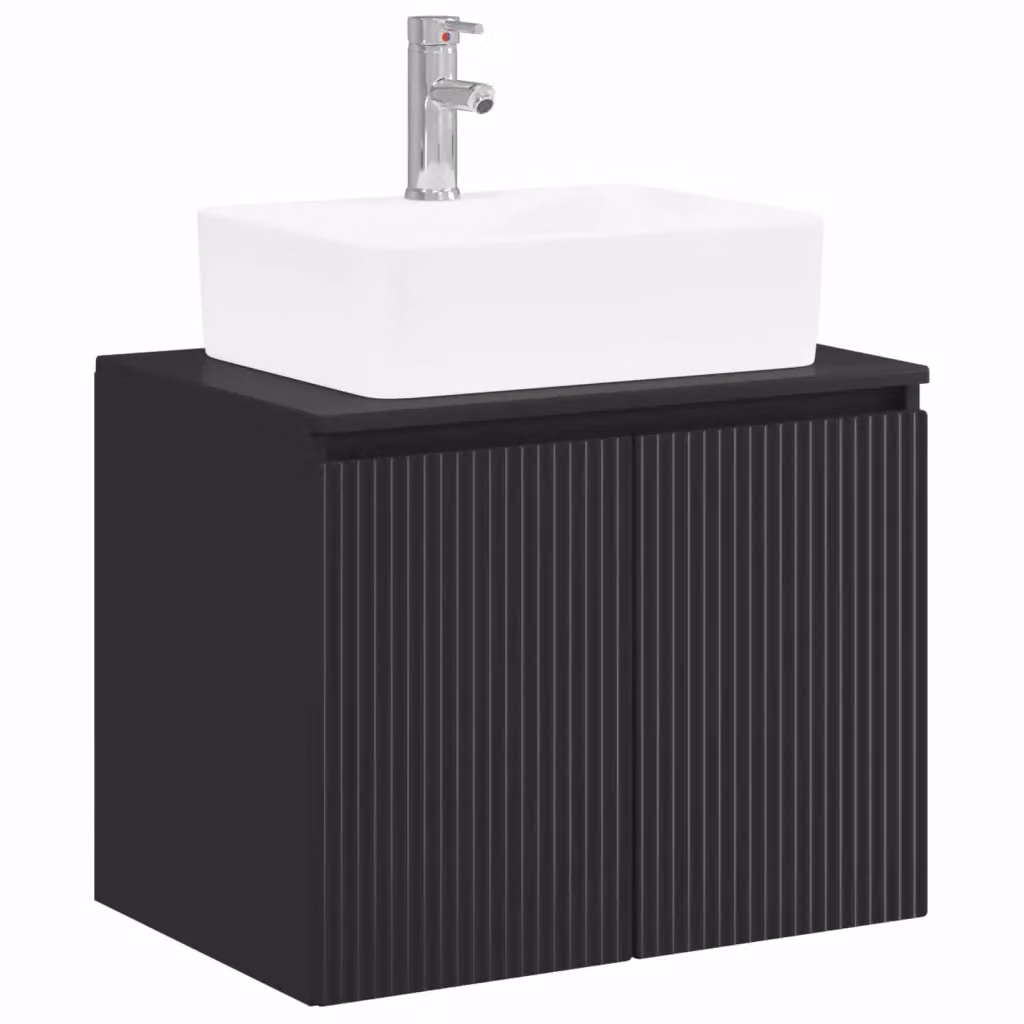 Mobile lavabo moderno vidaXL nero opaco in legno MDF sospeso L: 62,5 cm, P: 44,5 cm, H: 50 cm – 2