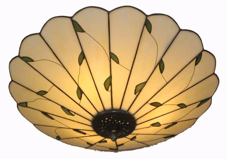 Plafoniera Tiffany - 40 cm - Vetro multicolore - Stile Tiffany - Semi-incassata - Per soggiorno