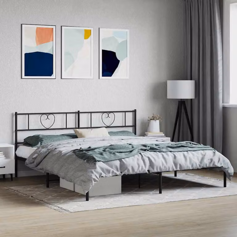 vidaXL Giroletto con Testiera in Metallo Nero L/P: 180 x 200 cm