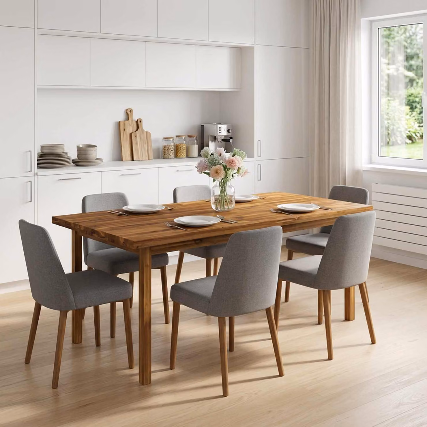 Piano del tavolo rettangolare in legno di acacia vidaXL, colore marrone, L 140 cm x P 60 cm x H 3,2 cm