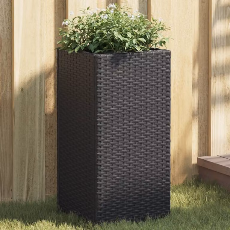 vidaXL Fioriera da Giardino Nero 30x30x60 cm in Polyrattan