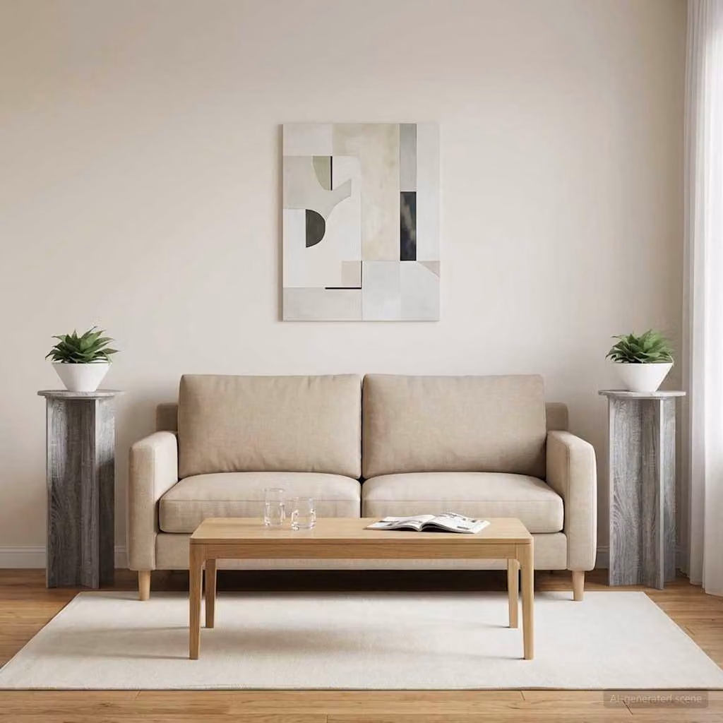 Set di 2 supporti per piante vidaXL in legno MDF, colore Grigio, Ø 40 x 100 cm