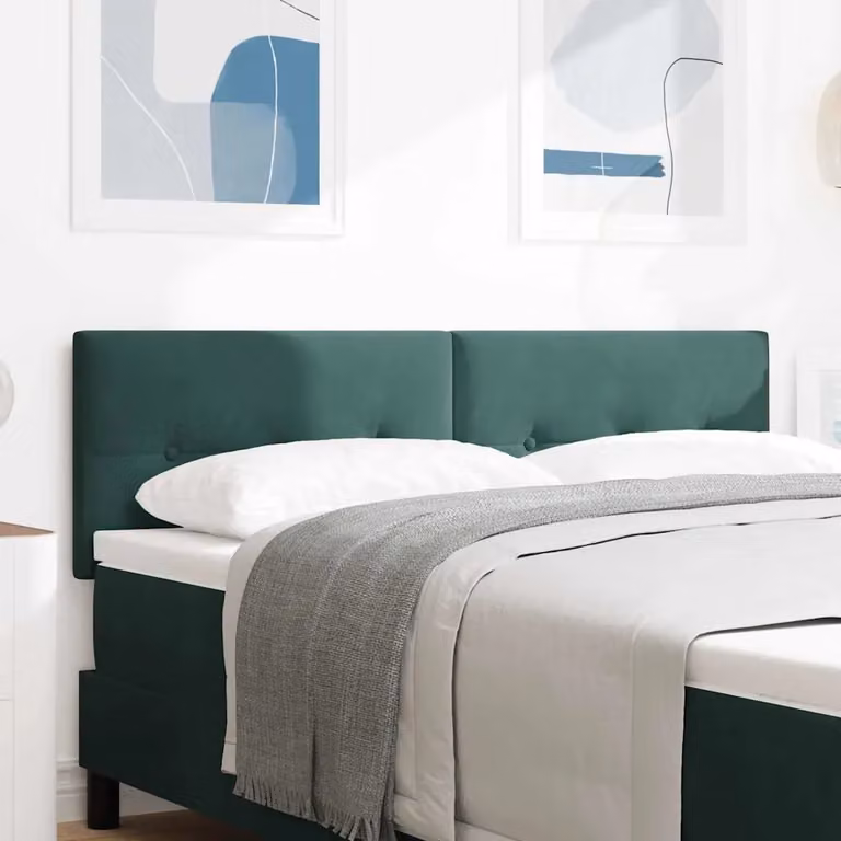 Testiera per letto vidaXL in velluto verde scuro con struttura in legno di pino, larghezza: 160 cm