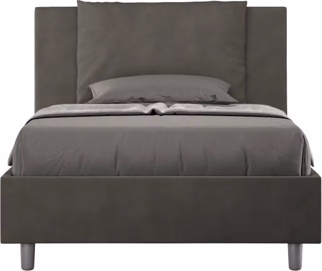 BS COM Letto singolo senza rete imbottito 100x210 microfibra grigio