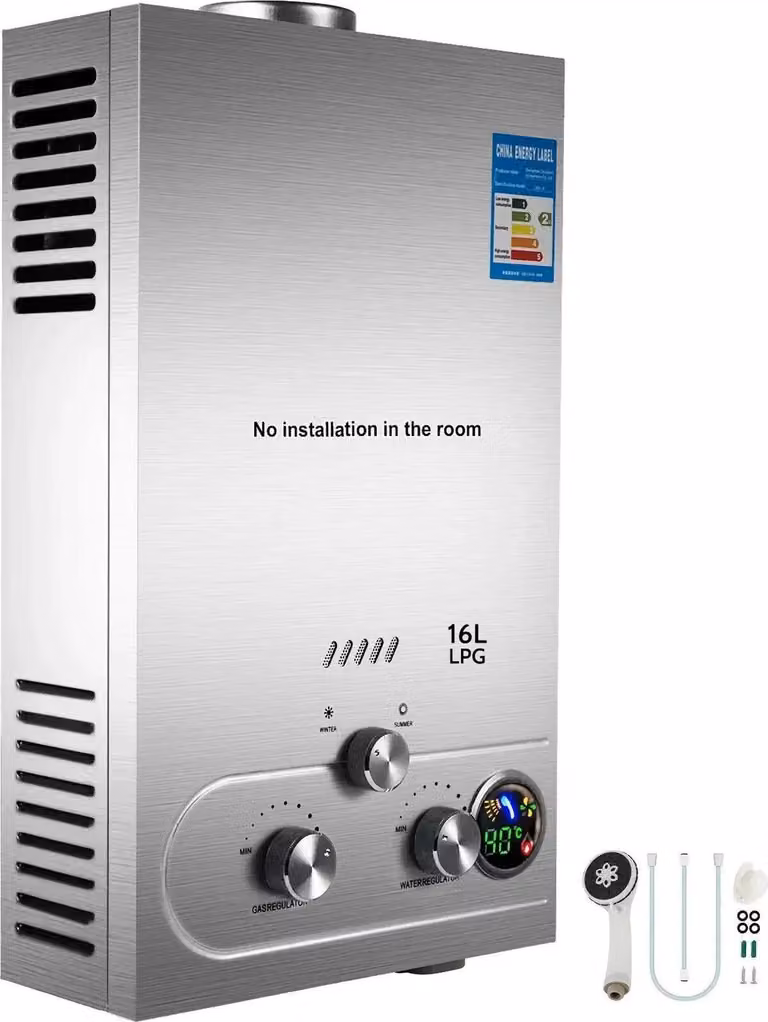 Scaldabagno, acciaio inox, elevata potenza di acqua calda, 16L 32KW